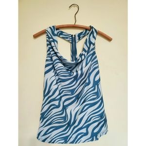 Charlotte Russe, Woman's Small Cowl Neck Zebra Print Halter Blouse